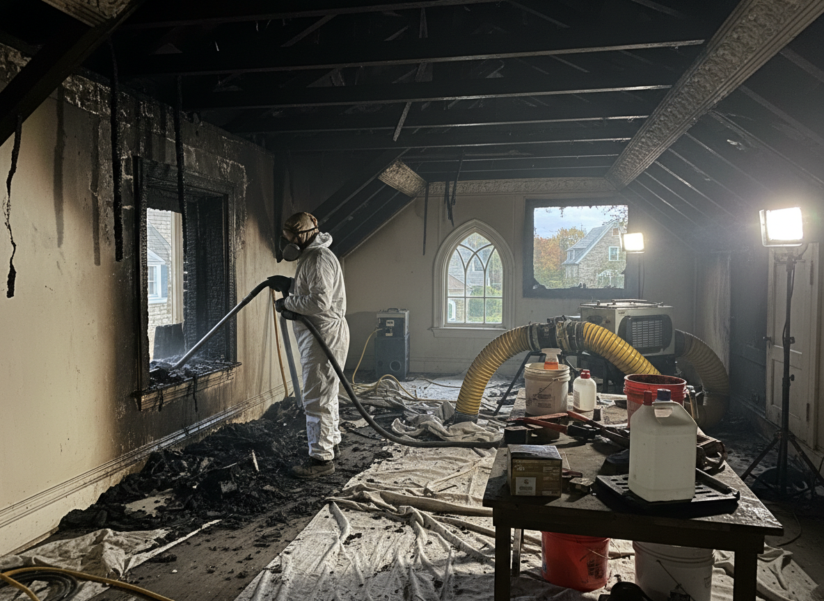 Attic Fire Restoration in Bryn Mawr, CA